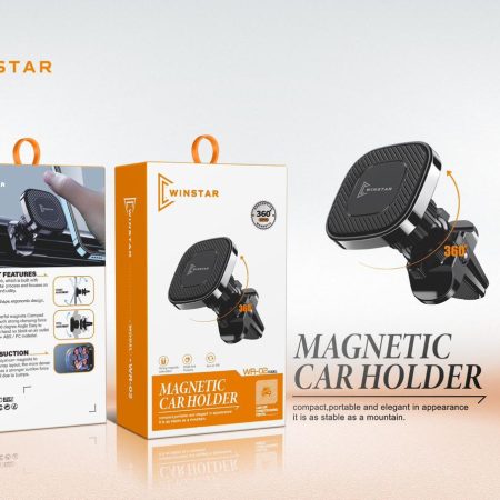 Support voiture magnétique Winstar WR-02 noir avec rotation 360° et fixation grille