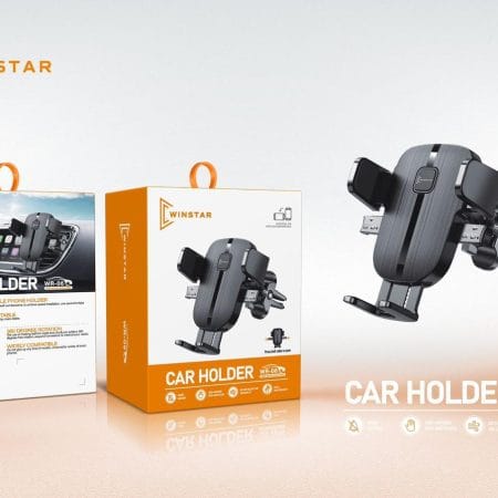 Support voiture Winstar WR-06 avec pince à gravité et design noir mat