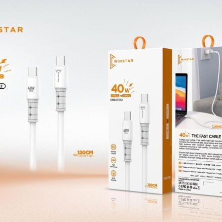 Câble USB Type-C 40W Winstar WT-002 blanc, 120cm