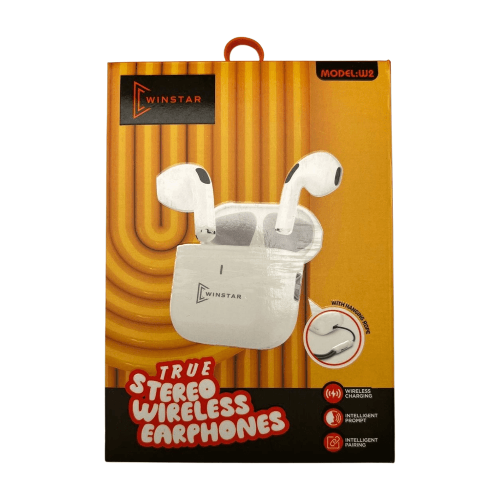 Boîte des écouteurs sans fil Winstar W2 avec illustration du produit