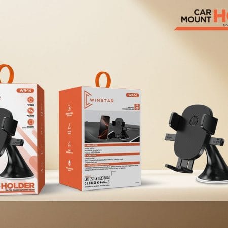Support téléphone voiture WINSTAR WR-14 avec ventouse et bras rotatif