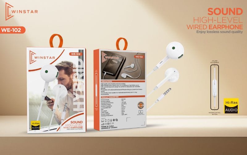 Écouteurs filaire Winstar WE-102 Hi-Res Audio avec micro 3.5mm