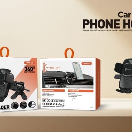 Support téléphone voiture WINSTAR WR-13 avec rotation 360° et fixation grille