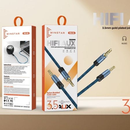 Câble audio Winstar HIFI AUX 3.5mm tressé avec connecteurs plaqués or